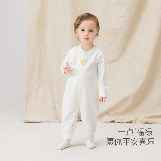 Wooden cotton, cloud oxygen cotton, baby jumpsuits for men and women, spring and autumn infants and young children, long-sleeved clothes, home rompers, bottoming pajamas, sky blue, dot a Fulu cotton Tencel spring, 73cm, 6-9 months, recommended weight 7.5
