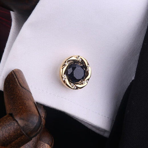 Men's French shirt cufflinks, hand-carved, suit French cufflinks, cufflinks, shirt cuff buttoning gift, gold-plated Qiyi crystal cufflinks