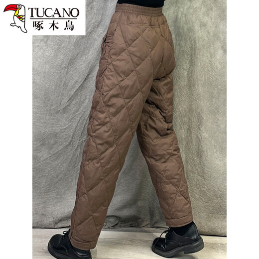 Woodpecker Straight Down Pants Women's Outerwear 2025 New Winter Fashion Coldproof Warm White Duck Down Casual Pants Black M (80-120Jin Jin equals 0.5kg)