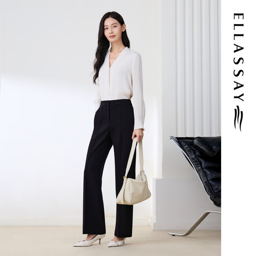 ELLASSAY (ELLASSAY) 2026 shopping mall same style new heavy mulberry silk elegant V-neck high-end commuter shirt for women EWW371C01100 beige M