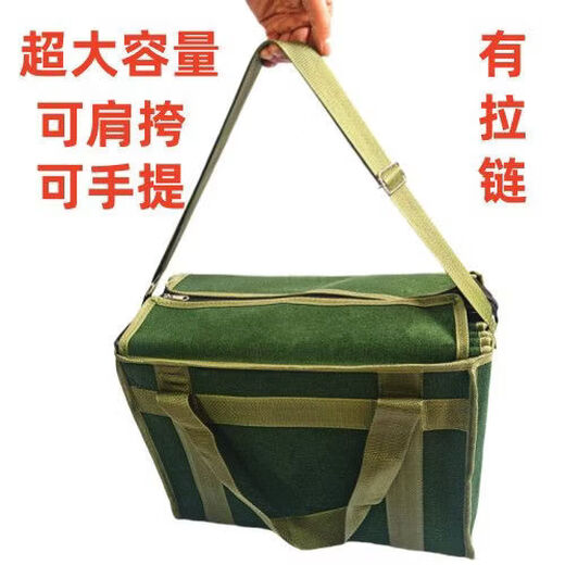 Baichao thickened zipper canvas multifunctional tool bag shoulder wear-resistant storage bag battery bag electrician bag repair handbag with zipper can be carried on the shoulder 50x36x23