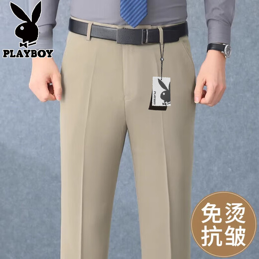 Шерстяные брюки Playboy на осень и зиму, толстые негладкие свободные прямые мужские брюки среднего возраста, деловые повседневные брюки для папы, костюм, брюки Z2538, темно-серые зимние плюс бархатные 38 382 футов, 9 талии
