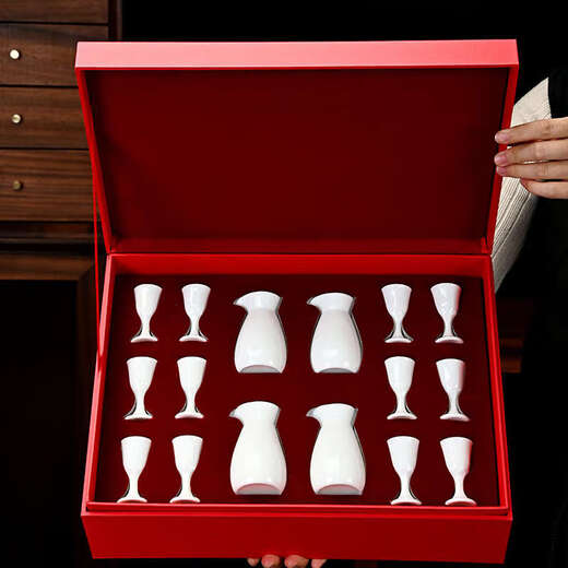 Yusenyi white porcelain wine set, home guest wine dispenser, gift box, gift box, white wine glass, jug, one pot, one cup