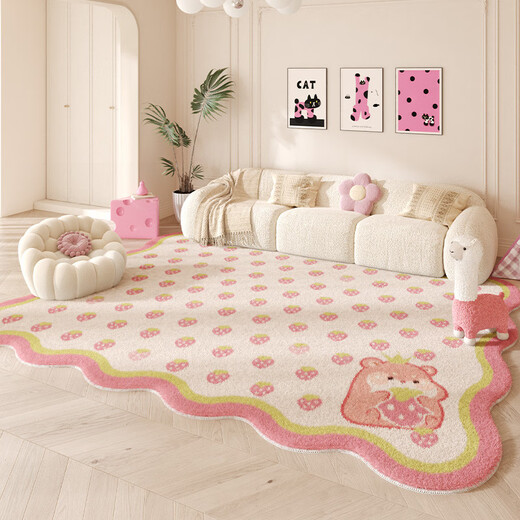 Dreamy Cute Carpet Irregular Shaped Living Room Sofa Floor Mat Pink Dopamine Girls Bedroom Scrubable Bedside Blanket Fantasy Castle Sweetheart 4 240cm 360cm