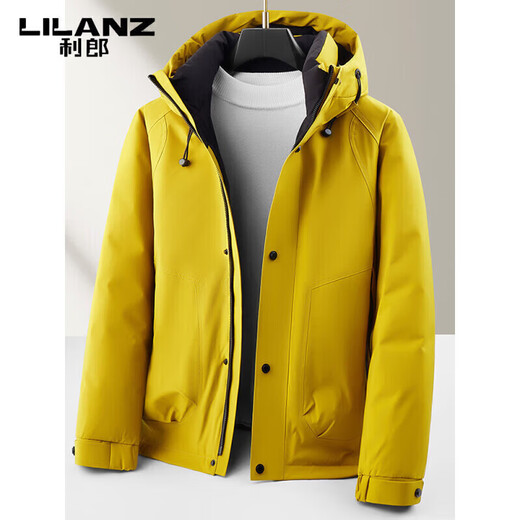 LILANZ workwear down jacket men's winter 2025 new high-end duck down top casual hooded jacket men's trendy orange M