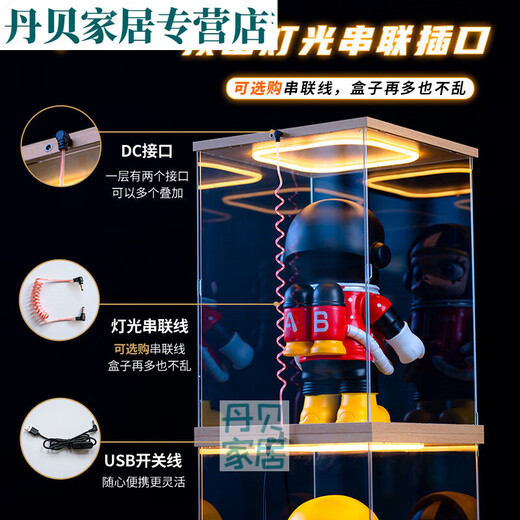 New Rossford acrylic return light display box suitable for building block models wooden dust cover up to storage box with light length, width and height 25*15*20cm