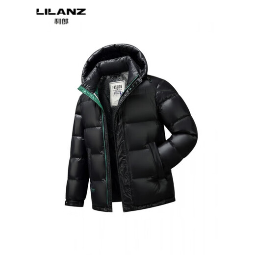 LILANZ winter new men's gray duck down hooded warm jacket for young and middle-aged business casual bread down jacket men black 14XL (190)