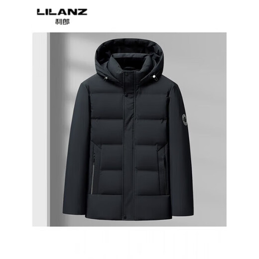 利郎（LILANZ）冬季新款男装保暖外套鹅绒90%帽子可脱卸羽绒服休闲时尚加厚 蓝色 er2628 14XL (190)