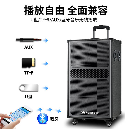 QISHENG LX-L63/L64 speaker trolley live broadcast outdoor karaoke wireless portable Bluetooth square dance speaker LX-L63 twelve-inch speaker