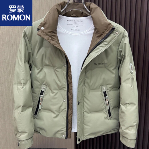 罗蒙（ROMON）立领羽绒服男士冬季2025年新款加厚轻奢高端白鸭绒休闲外套羽绒衫 米灰色3313 L