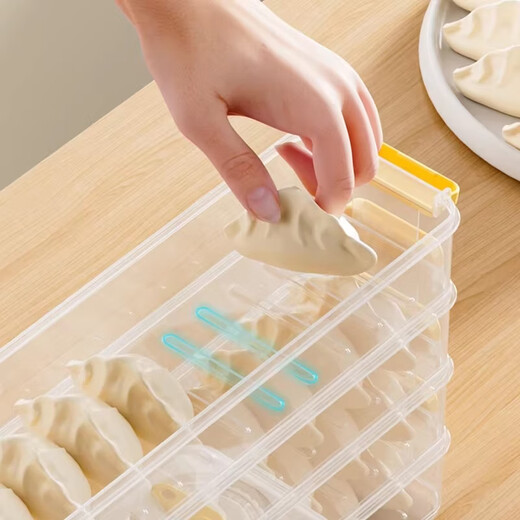 Han Xiao Food Grade Dumpling Box Home Kitchen Refrigerator Freezer Box Wonton Dumpling Quick Frozen Tray Special Fresh Storage Box Refrigerator Dumpling Box - Green Can Hold 24 Dumplings - 2 Layers