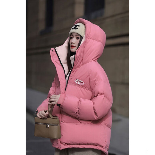 TonLion 2025 winter women's hooded contrasting color stitching one-hand long down jacket