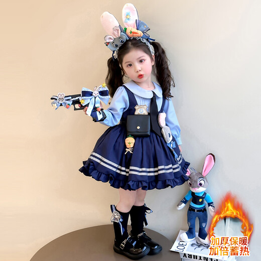 Girls Skirt Winter Thickened Dress 2025 New Judy Rabbit Officer Children's Lolita Princess Skirt Velvet Skirt 110 cm