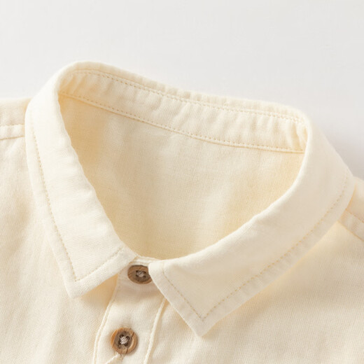 DAVE&BELLA children's shirts 2026 spring new pure cotton boys casual long-sleeved shirts baby long-sleeved tops children's clothes apricot ready in stock 120 cm (recommended height 110-120cm)