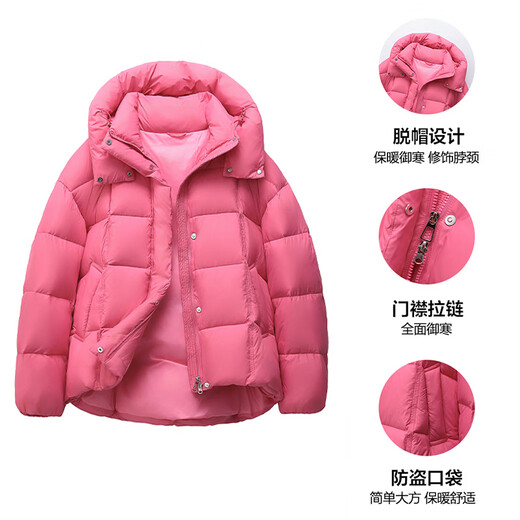 Yalu 2025 New Down Jacket Women's Winter Removable Hat Warmth Highly Filled Down Fashionable Windproof Commuting Trendy Color Thick Jacket Grass Green S Recommended 95-115Jin Jin equals 0.5kg