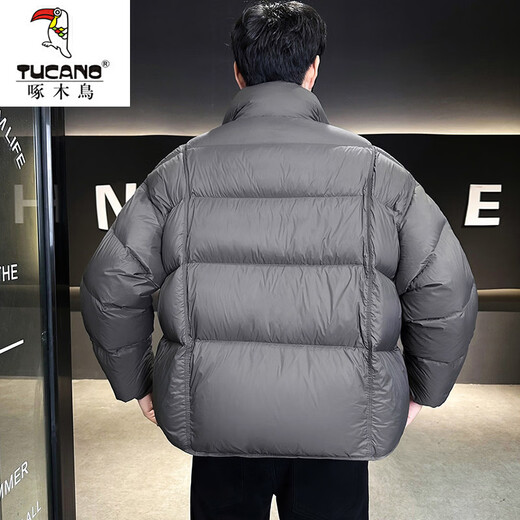 啄木鸟（TUCANO）新国标90绒立领羽绒服男冬季云朵泡芙白鸭绒保暖外套男面包服 黑色 XL 135斤-150斤