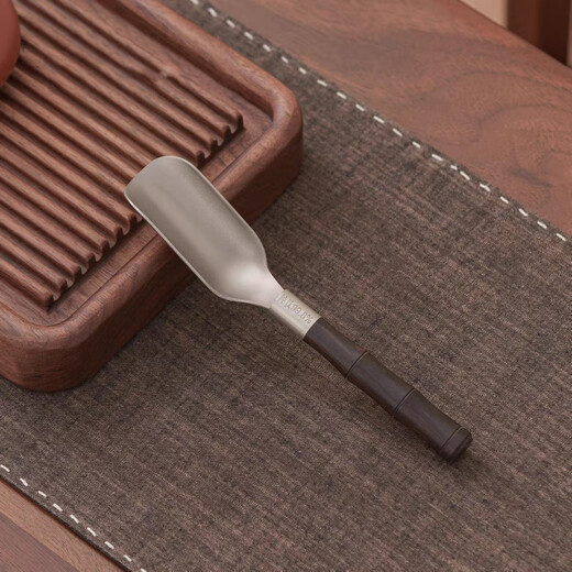Jingxiang Food Titanium Split Tea Spoon Tea Shovel Tea Spoon Household Tea Spoon Tea Clip Tea Spoon Tea Ceremony Six Gentlemen Tea Set Accessories Wooden Titanium Tea Spoon (Round Handle)
