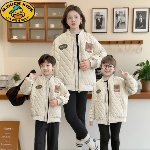 G.duck American parent-child cotton coat winter new style mother-child mother-daughter family of three autumn and winter thickened quilted coat dark red coat 120 children height about 113cm