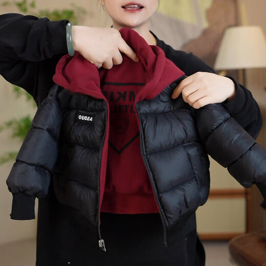 HAL.DUCK Down Jacket Boys Winter Cotton Jacket 2025 Winter New Style Baby Girl Reversible Double Wear Plus Padded Thickening Cotton Jacket Wine Red Reversible Cotton Jacket 100 cm (2-3 years old height 85cm-95cm)