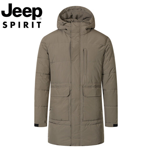 JEEP International Brand Cotton Jacket Men's Winter Thickened Warm Business Cotton Jacket Hooded Mid-Length Cotton Jacket N0578 Mid-Length Cotton Jacket Black XS