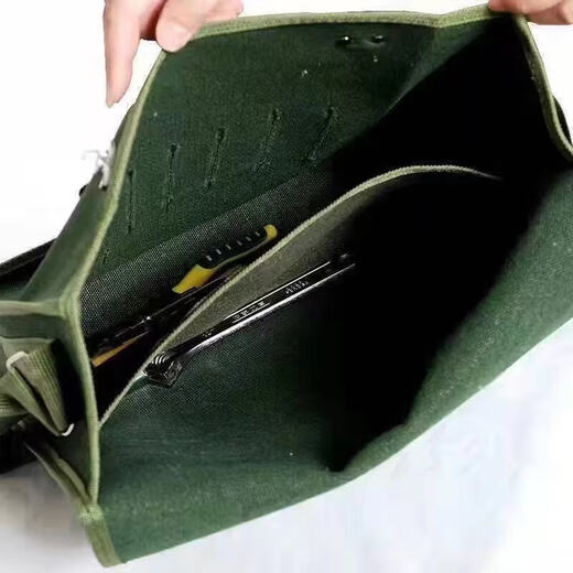 An Junsheng canvas tool bag thickened wear-resistant bricklayer storage bag construction site carpentry maintenance labor protection green multi-functional electrician bag extra large length 45 height 35 width 11 with compartments