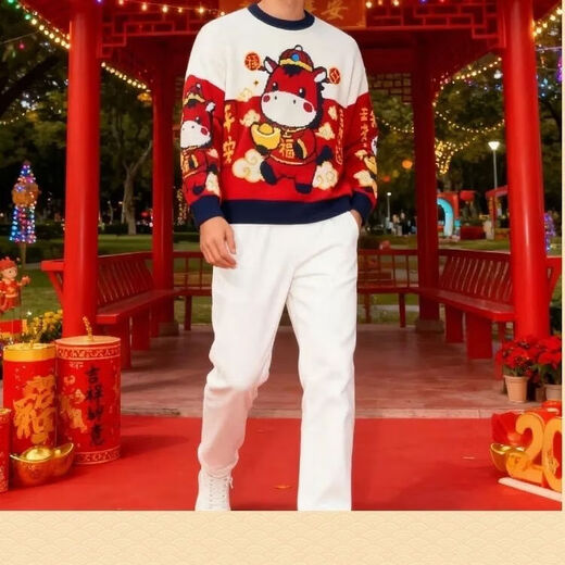 G.duck Year of the Horse parent-child clothing for a family of three long-sleeved sweaters 2026 autumn and winter new children's knitted mother-daughter red New Year's greetings clothes Horse head red sweater 80
