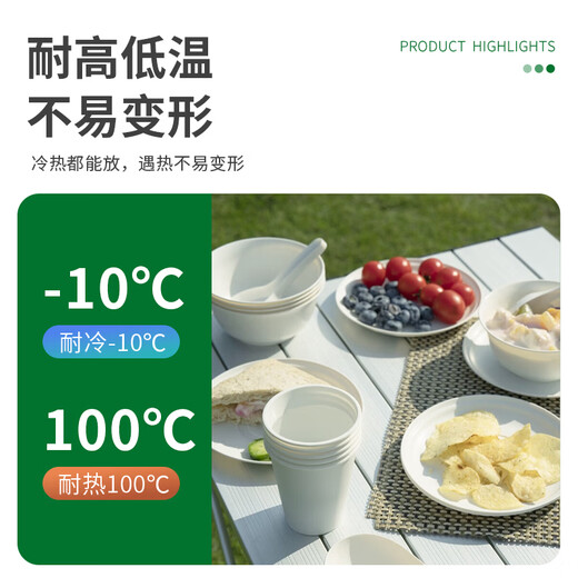 Enjoy Life Disposable Tableware Set Outdoor Picnic Camping Environmentally Friendly Bowls and Chopsticks Spoons Plate Teacup Tablecloth 7-piece Set 8 Serves