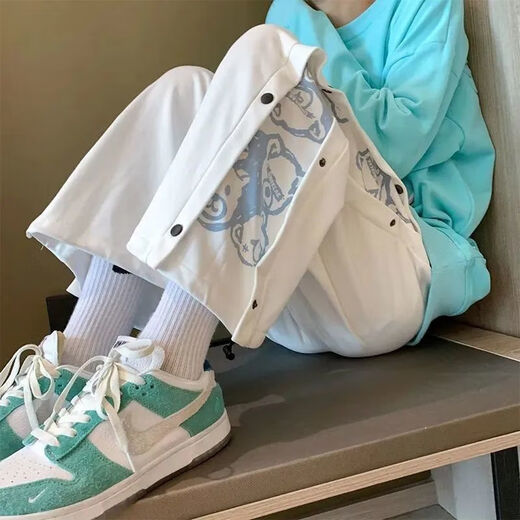Ejot Breastted Casual Hosen Herren Sport mit Breithöfen mit breiten Beinen losen gerade und vielseitige Casual High Street 2025 Neue Style-Hosen K66-White_ [] 2xl
