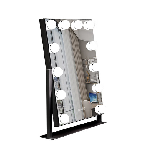 Cosmetic mirror desktop desktop led light bulb single-sided mirror rotatable vanity mirror European touch special fill-light mirror without lights comprehensive black 30*41