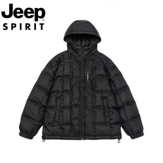 JEEP международный бренд, зимний белый утиный пух с капюшоном, мужская свободная повседневная куртка больших размеров, черная 6XL 250-275Jin Jin, вес 0,5 кг