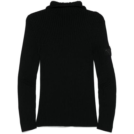 PRADA Men's Sweater Warm, Breathable and Thickened Autumn and Winter Daily Knitted Simple Black One Size | 52