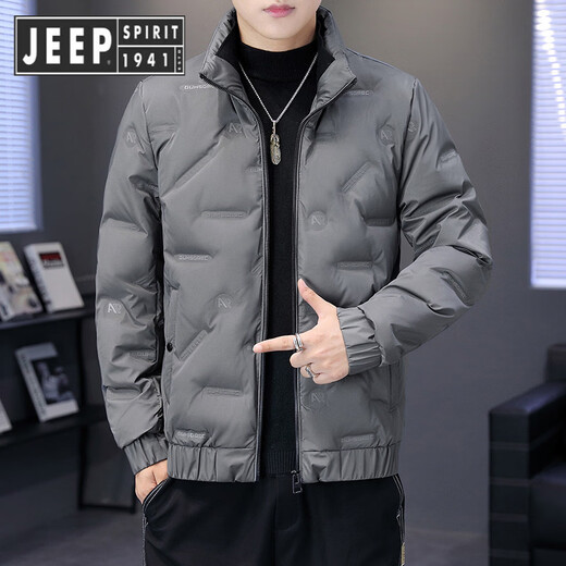 JEEP SPIRIT Jeep Thin Down Jacket Men's 2025 Winter Trend Versatile Warm White Duck Down Thickened Stand Collar Casual Outerwear 215 Black L