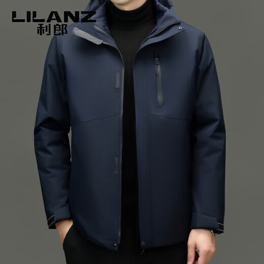 利郎（LILANZ）2025冬季新款三合一羽绒服男短款可拆卸内胆冲锋衣保暖外套潮 黑色 M