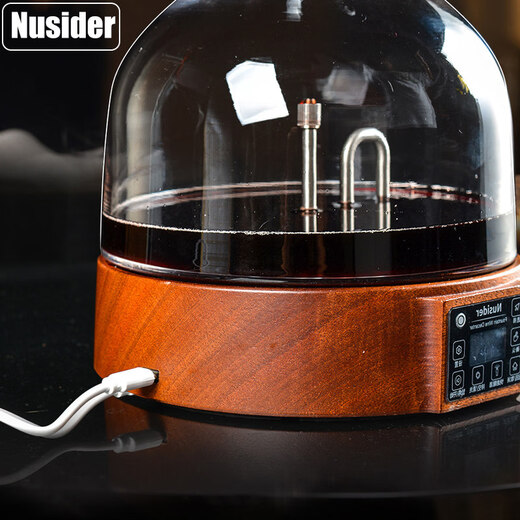 BOMP German Intelligent Electric Atomized Wine Decanter Red Wine Wine Set Crystal Red Wine Jug Solid Wood Base Quickly Automatically Awakens Intelligent Electric Atomized Wine Decanter_Ebony Wood Base Model