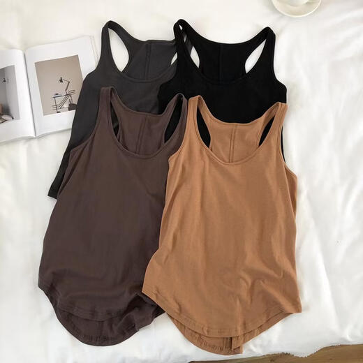 HyunA racer vest for women in summer for fat girls 2-300Jin Jin equals 0.5kg Loose large size inner sleeveless T-shirt suspender top trendy brown M recommended 120Jin Jin equals 0.5kg