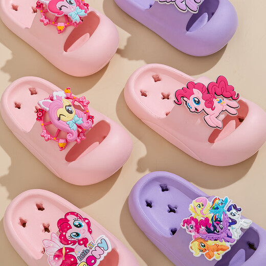 Children's slippers for girls at home, non-slip, thick-soled, leaking, quick-drying, cartoon cute baby slippers for girls, Pinkie Flower Fairy, size 28-29, 190mm