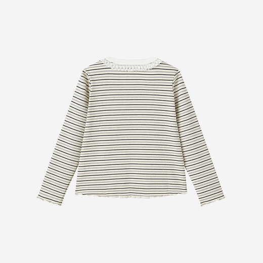 Yingshi shopping mall same style children's clothing children's long-sleeved T-shirt striped bottoming shirt knitted inner top for girls black and white stripes 80 cm