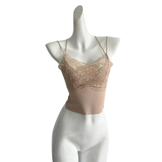 2024 lace suspender belt breast padded vest for women French hot tube top beautiful back inner layering pure desire white top white one size