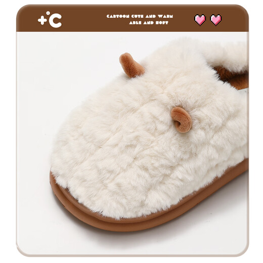 FZT cotton slippers for women spring 2026 new briquettes indoor home thick-soled non-slip warm home cute cotton slippers for women green black and white briquettes 38-39 standard size