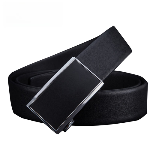 LISM light luxury high-end men's automatic buckle men's fashion belt simple business formal trousers belt trendy leather belt Q black 125cm
