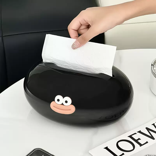 Yusenyi Luxurious double-layer paper box, high-end living room tissue storage box, light pumping plastic paper box desktop, cool black (double-layer model)