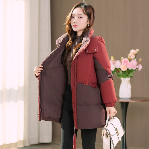 Woodpecker Fashion Temperament Hooded Mid-Length Down Jacket Women's 2025 Winter New Mom Thickened Versatile Warm Jacket
