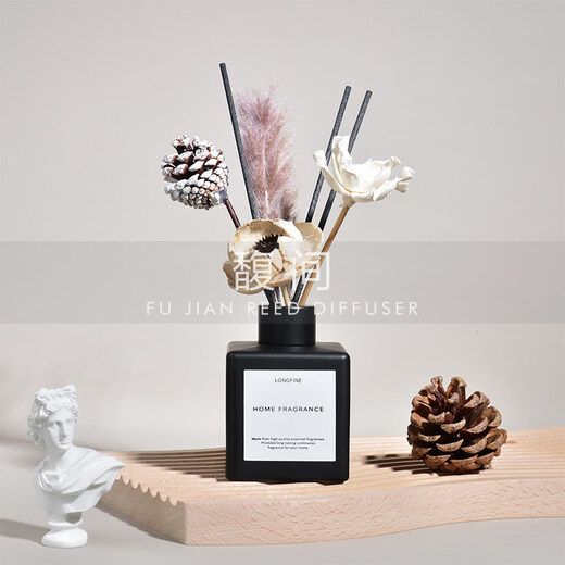 Shantou Lincun Fukien Fumigation Floral Dried Flower Fumigation Bathroom Air Fresh Classic Black Home Soft Decoration Gardenia Square Vase