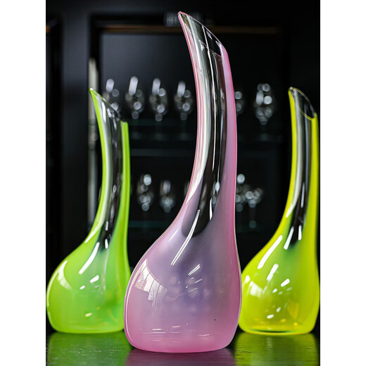 RIEDEL Housewarming Gift Small Trumpet Colored Handmade Decanter Crystal Wine Splitter Red Wine Glass High-Looking Small Trumpet Decanter (Yellow) + Brilliant Six-Color Cabernet Sauvignon Cup