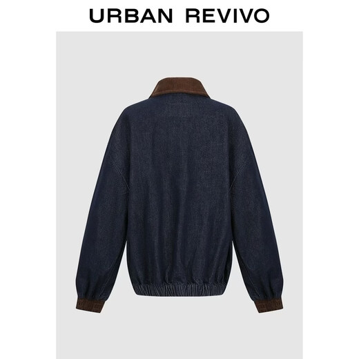 UR2026 Spring New Children's Clothing Girls Retro Bath Style Contrast Color Lapel Denim Jacket UGH860004 Indigo 150