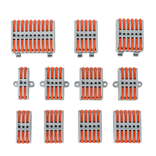 Kaiyuanda wire connector quick connection terminal block push-type connector multi-in and multi-out butt joint guide rail fixed UTJ13-266G with fixing holes (10 pieces)