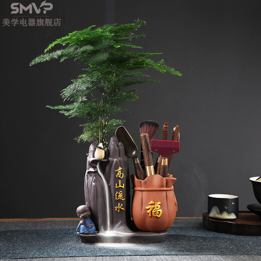 SMVP luxury high-end kung fu tea set accessories tea ceremony six gentlemen set tea spoon pot pen tea knife tea needle tea anti-scalding high mountain flowing water brass six gentlemen + tea towel + color changing Pixiu