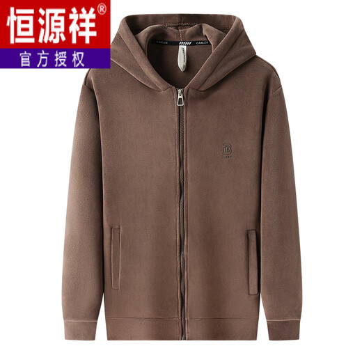 Hengyuanxiang Austrian velvet sweatshirt men's jacket autumn and winter new cardigan hooded casual sports thickened warm jacket men's gray 3XL 185 recommended 170-185Jin Jin equals 0.5 kg