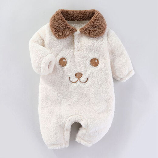 Ultraman baby jumpsuit, newborn outing clothes, men's and women's baby clothes, spring, autumn and winter thickened velvet crawler, bear white collar 66cm