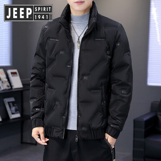 JEEP SPIRIT Jeep Thin Down Jacket Men's 2025 Winter Trend Versatile Warm White Duck Down Thickened Stand Collar Casual Outerwear 215 Black L